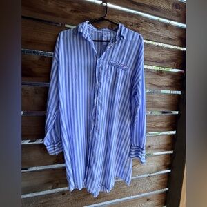 Stars Above Blue and White Striped Pajama Shirt (Ciest Tout Bon ❤️)